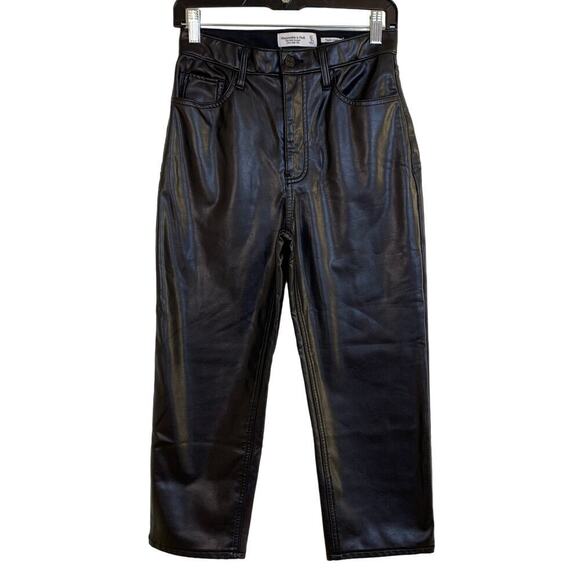 Abercrombie & Fitch Faux Leather Ankle Straight Pant Ultra High Rise Sz 27/4 - Picture 4 of 14